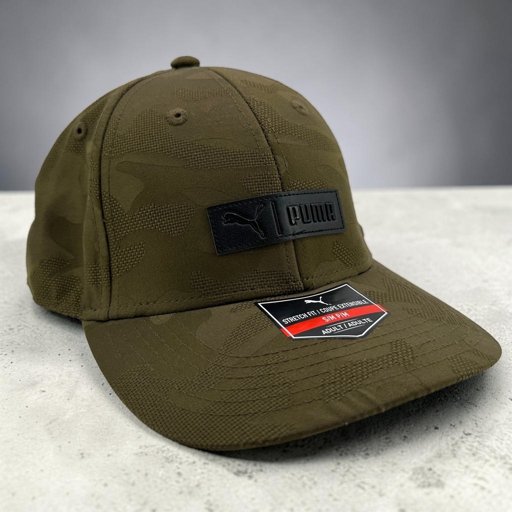 Puma Impact 2.0 StretchFit Camo Hat Adult Size S/M Green Camouflage Golf Cap NEW